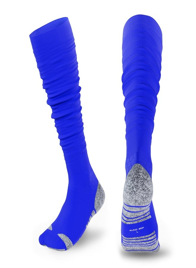 KUTFTBL Pre-Scrunched Football Socks with Built-In Elastic Bands, Moisture-Wicking Performance Fabric, Cushioned Heel & Toe, Low-Profile Branding, Size 6-9.5 - Royal Blue - Image 1